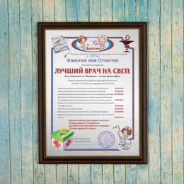 Подарочный диплом (плакетка) *Лучший врач на свете*