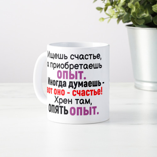Кружка *Ищешь счастье, а приобретаешь опыт...*