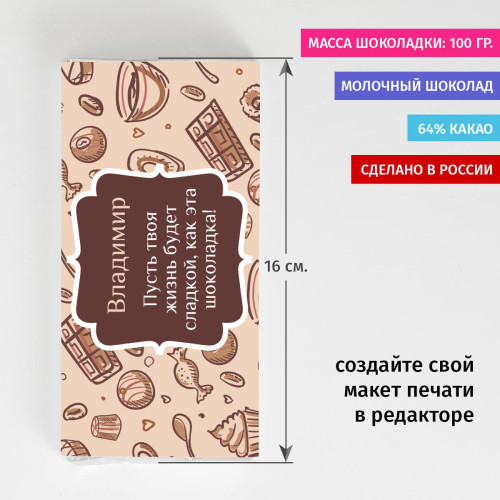 Именная шоколадка «Сладкое пожелание мужчине»