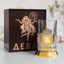 Подстаканник «Дева» (позолота) в футляре с гравировкой