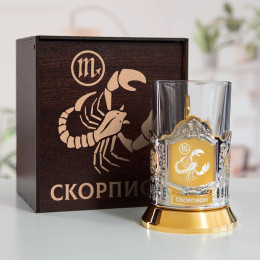 Подстаканник «Скорпион» (позолота) в футляре с гравировкой