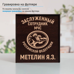 Именной подстаканник "Заслуженный сотрудник МЧС" (позолота) в футляре с гравировкой