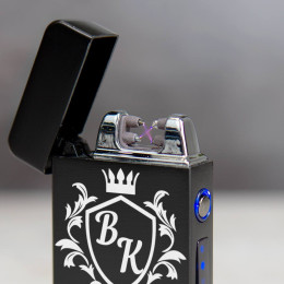 Именная импульсная USB зажигалка "Neo Black"