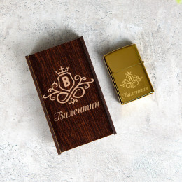 Именная зажигалка "Gold" в футляре-подставке