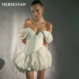 Nersesyan сексуальные короткие коктейльные платья с открытыми плечами и складками пышное платье для выпускного вечера с открытыми плечами атласное бальное платье с открытой спиной по индивидуальному заказу