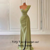 NFYN Sage Green Stain Пром платья с блестящими складками на одно плечо Vestidos de noche Вечернее платье русалки с разрезом по индивидуальному заказу