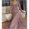 Contessa Dubai Pale Purple Sequin A-line Prom Dresses V Neck Side High Split Customized فساتين سهرة Floor-Length robes de soirée