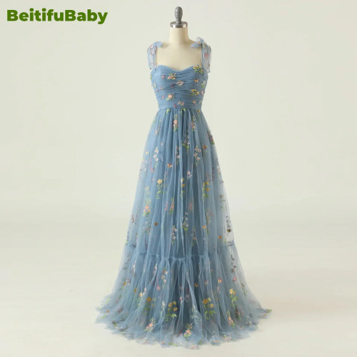 Женское вечернее платье BeitifuBaby, модель 2024 года, на бретельках, без рукавов, с кружевной вышивкой, бальное платье Дубая, платье для выпускного вечера, платья для женщин