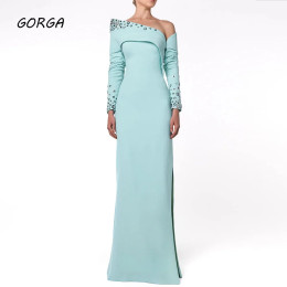 Женское вечернее платье-Русалка с одним открытым плечом и длинными рукавами