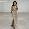 LORIE Элегантные атласные платья подружки невесты цвета шампанского Русалка на одно плечо с разрезом по бокам и драпировкой 2025 Свадебные платья для выпускного вечера по индивидуальному заказу