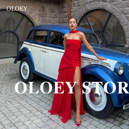 OLOEY красные вечерние платья с разрезом по бокам, арабские женские платья без бретелек длиной до пола, платья для выпускного вечера, вечернее платье для свадебного гостя 2025