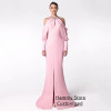 Сексуальное вечернее платье русалки Vestidos De Fiesta, индивидуальное платье с лямкой на шее и длинными рукавами и пуговицами, розовое платье для выпускного вечера, вечерние платья с разрезом
