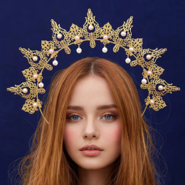 Модная женская тиара в стиле барокко Divine Halo, нейтральная, преувеличенная, привлекательный аксессуар для волос для вечеринки, банкета, праздника