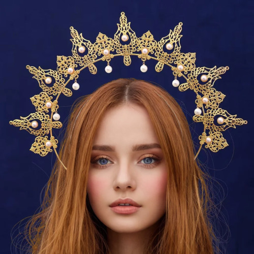 Модная женская тиара в стиле барокко Divine Halo, нейтральная, преувеличенная, привлекательный аксессуар для волос для вечеринки, банкета, праздника