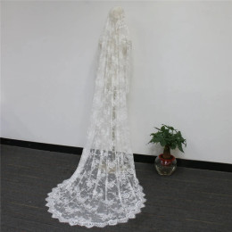 Off White Mantilla стиль свадебная фата кружевная часовня католические винтажные длинные аксессуары для невест мягкие цветочные цветы 3 м