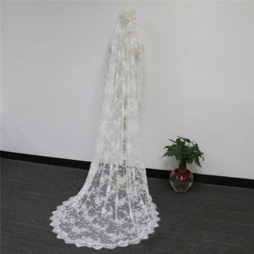 Off White Mantilla стиль свадебная фата кружевная часовня католические винтажные длинные аксессуары для невест мягкие цветочные цветы 3 м