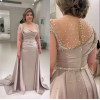 Crystal Sequins Mother of the Bride Dresses Long Sleeves Champagne Plus Size Prom Gowns African Wear Gown Lady's Dress