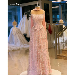 Lena Ball Gown Dress Beads Prom Dresses 2025 Роскошные вечерние платья Женский элегантный шаль Robe Soiree Кружева Custom Made Line A Long