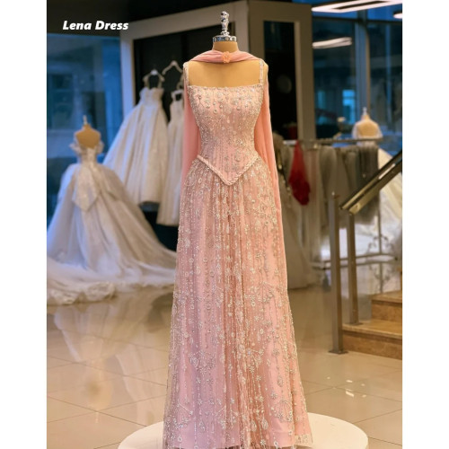 Lena Ball Gown Dress Beads Prom Dresses 2025 Роскошные вечерние платья Женский элегантный шаль Robe Soiree Кружева Custom Made Line A Long