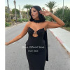 Qanz Sexy Black Sheath Evening Dresses Mermaid Satin with Scarf Bespoke Occasion Dresses Strapless Party Gown Women Customized