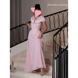 Fortunate Evening Elegant Vintage Sweet Pink Beads Chiffon Mermaid Princess Formal Occasion Prom Dress Evening Party Gowns