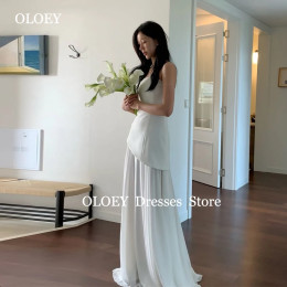 OLOEY Простые свадебные платья без бретелек Корейская фотосессия Асимметричные свадебные платья длиной до пола Индивидуальное платье без рукавов de mar