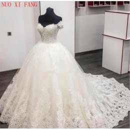 Свадебное платье Vestido De Noiva с открытыми плечами по индивидуальному заказу, свадебное платье больших размеров с кружевной аппликацией, robe de mariée