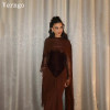 Verngo коричневое бархатное вечернее платье с высоким воротом, элегантное платье русалки для выпускного вечера, тонкие арабские платья для торжественных случаев по индивидуальному заказу