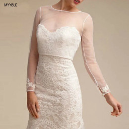 Индивидуальное прозрачное кружевное болеро MYYBLE 2025 Nueva Llegada Chal Simple Manga Larga Nupcial Encaje Chaquetas Accesorios De Boda
