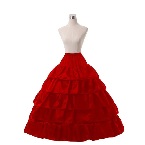 Stock 5 Couches Noir Rouge Jupon Avec Des Volants Robe De Bal 4 обруча Crinoline Pour Les Robes De Mariage Jupon Mariage