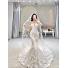 BOHO новое свадебное платье с длинным рукавом для женщин, стильное платье с открытой спиной и русалкой, кружевное платье с цветами и шлейфом, платье невесты, Vestido De Noiva