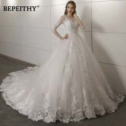 Индивидуальное кружевное свадебное платье Vestido De Novia с рукавами три четверти 2022, винтажное свадебное платье с открытой спиной, бальное платье, горячая распродажа