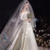 Свадебная фата с ленточным краем, длинная фата из тюля, двухслойная фата, длинная фата для свадебной вечеринки, свадебные аксессуары по индивидуальному заказу