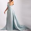 Элегантное светло-голубое атласное арабское вечернее платье Sharon Said для женщин, свадебная верхняя юбка, вечерние платья SF048, индивидуальный заказ