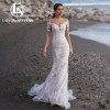 LOUIS NOVIAS Свадебные платья русалки для невесты с длинным рукавом и невидимым вырезом, свадебное платье с иллюзией и аппликацией, Vestidos De Novia