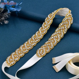 TOPQUEEN S216-G золотой свадебный пояс со стразами, женский пояс, роскошный дизайнерский марокканский свадебный пояс, блестящая аппликация из драгоценных камней
