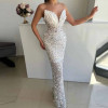 Pearls Elegant Bespoke Occasion Gowns Satin Sheath/Column Celebrity Dress White Sweetheart Sequined Birthday Dress Long 2025