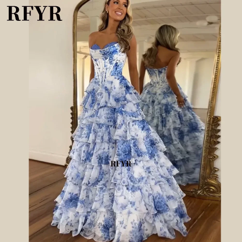 RFYR A Line Floral Prom Vestidos De Novia Плиссированное элегантное платье для выпускного вечера 2022, вечернее платье длиной до пола для женщин فساتين السهرة