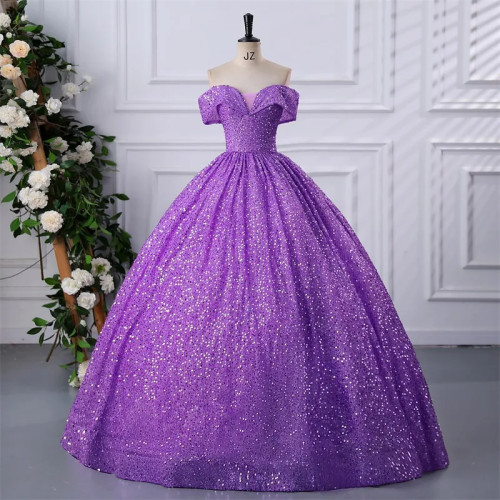 Блестящие вечерние платья 15 платьев Quinceanera 2024, элегантное бальное платье с открытыми плечами, платье для 15 лет по индивидуальному заказу, большие размеры
