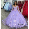 Сиреневое платье с открытыми плечами и плащом Quinceanera, бальное платье с аппликацией и цветами, платья принцессы Sweet 16, выпускное платье