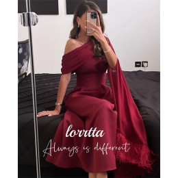 Lorrtta Feather Decoration Deep Red Eid Dress Вечернее элегантное женское платье для выпускного вечера на свадьбу по индивидуальному заказу فساتين سهرة
