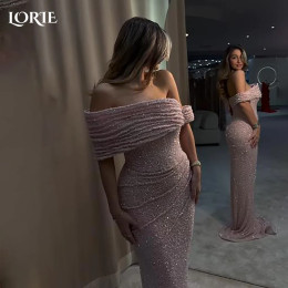 LORIE Вечерние платья русалки с открытыми плечами Блестящие блестящие вечерние платья в форме сердца Саудовская вечеринка Платье для выпускного вечера по индивидуальному заказу
