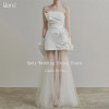 Классическое платье Qanz цвета слоновой кости Vestidos De Novia Boda, прозрачное свадебное платье трапециевидной формы с цветами и открытой спиной, вечерние платья по индивидуальному заказу