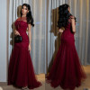Классические модные сетчатые многоярусные длинные платья русалки с круглым вырезом на заказ, платья для особых случаев, размеры, режим высокого качества
