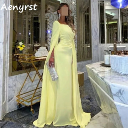 Aenyrst Желтые шифоновые платья для выпускного вечера с квадратным воротником Русалка с длинными рукавами Вечерние платья по индивидуальному заказу длиной до пола, вечернее платье
