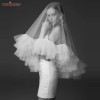 TOPQUEEN Короткая романтическая свадебная фата 2-слойная фата для лица Тактическая встроенная фата на Хэллоуин на кончиках пальцев V183