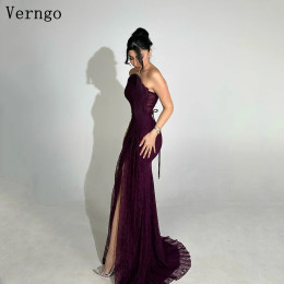 Кружевные вечерние платья Verngo, платье для выпускного вечера без бретелек, черное вечернее платье с разрезом русалки для девочек فساتين نسائيهcustomized
