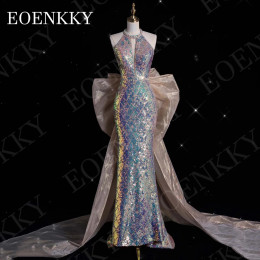EOENKKY Роскошные вечерние платья для выпускного вечера Русалка с блестками и открытой спиной Свадебное платье без рукавов по индивидуальному заказу БОЛказ Роскошные вечерние платья балы русалки блестки открытая спина