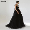 FairyKissy Принцесса Черные многоярусные свадебные платья Корея Фотосессия Спагетти на бретельках Многослойные вечерние платья Корсет сзади по индивидуальному заказу