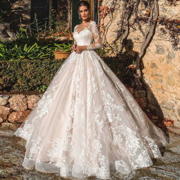Роскошное бальное платье по индивидуальному заказу, Vestidos De Novia, аппликации, Vestido De Noiva, свадебные платья с длинными рукавами, кружевное платье De Mariée